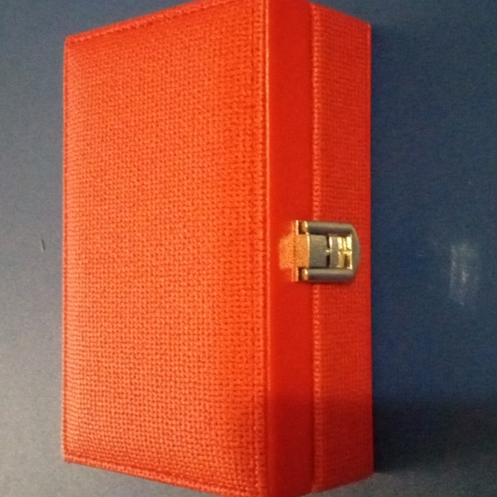 *CLEARANCE Red Woven Embossed Faux Leather Jewelry Box with Mirror